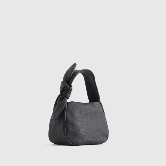 Quince Italian Leather Mini Bow Mini Shoulder Bag Pebbled Crossbody Gold Chain - Picture 14 of 14